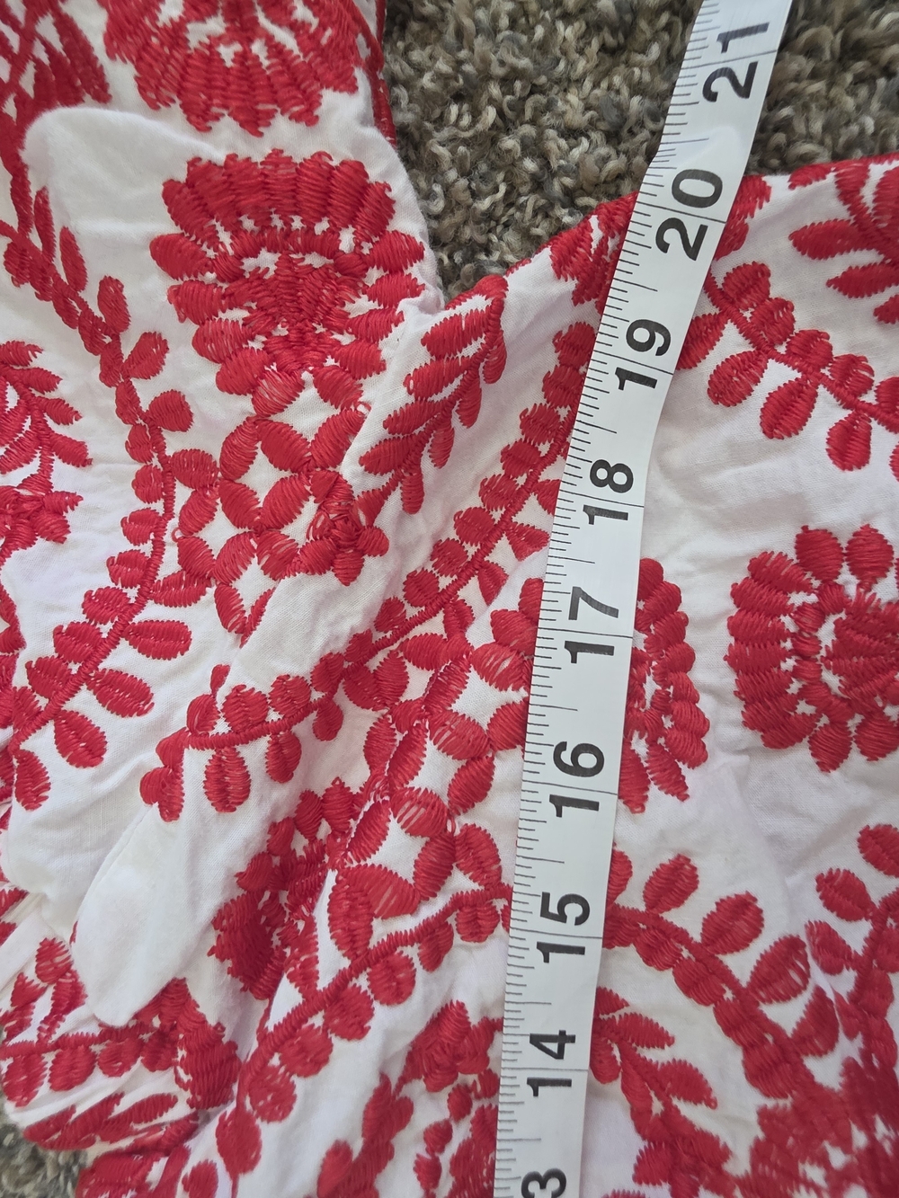 Entro Red White Embroidered Off Shoulder Peasant Blouse Boho Fiesta Top Size S - Picture 4 of 6